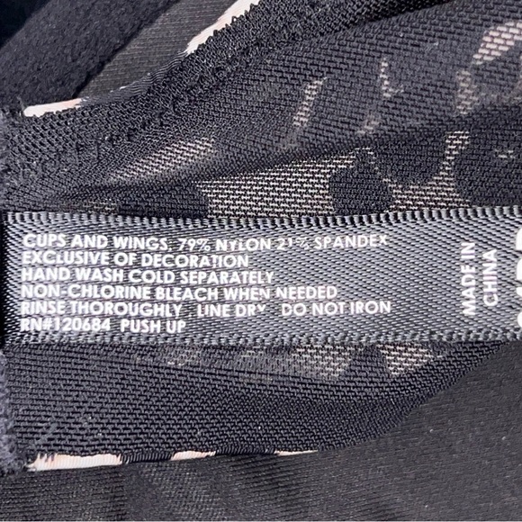 34DD Blackheart Leopard Printpush Up Bra Underwire Lace Trim Goth Padded - Picture 10 of 11